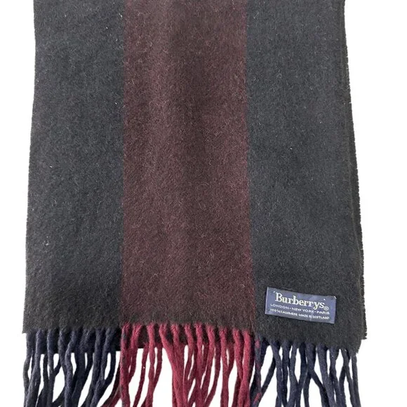 Burberrys Classic Check Scarf Black 100% Cashmere Unisex Scarf Made In Scotland - Picture 2 of 7